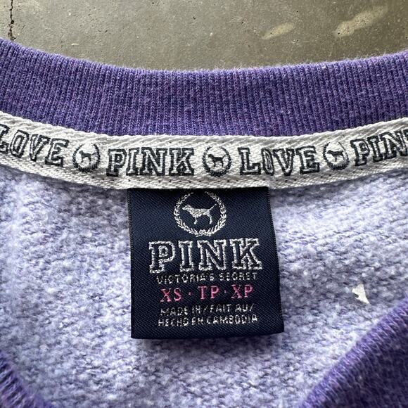 PINK Victoria's Secret Love Pink Sweatshirt Women's XS Purple Long Sleeve - Picture 4 of 7